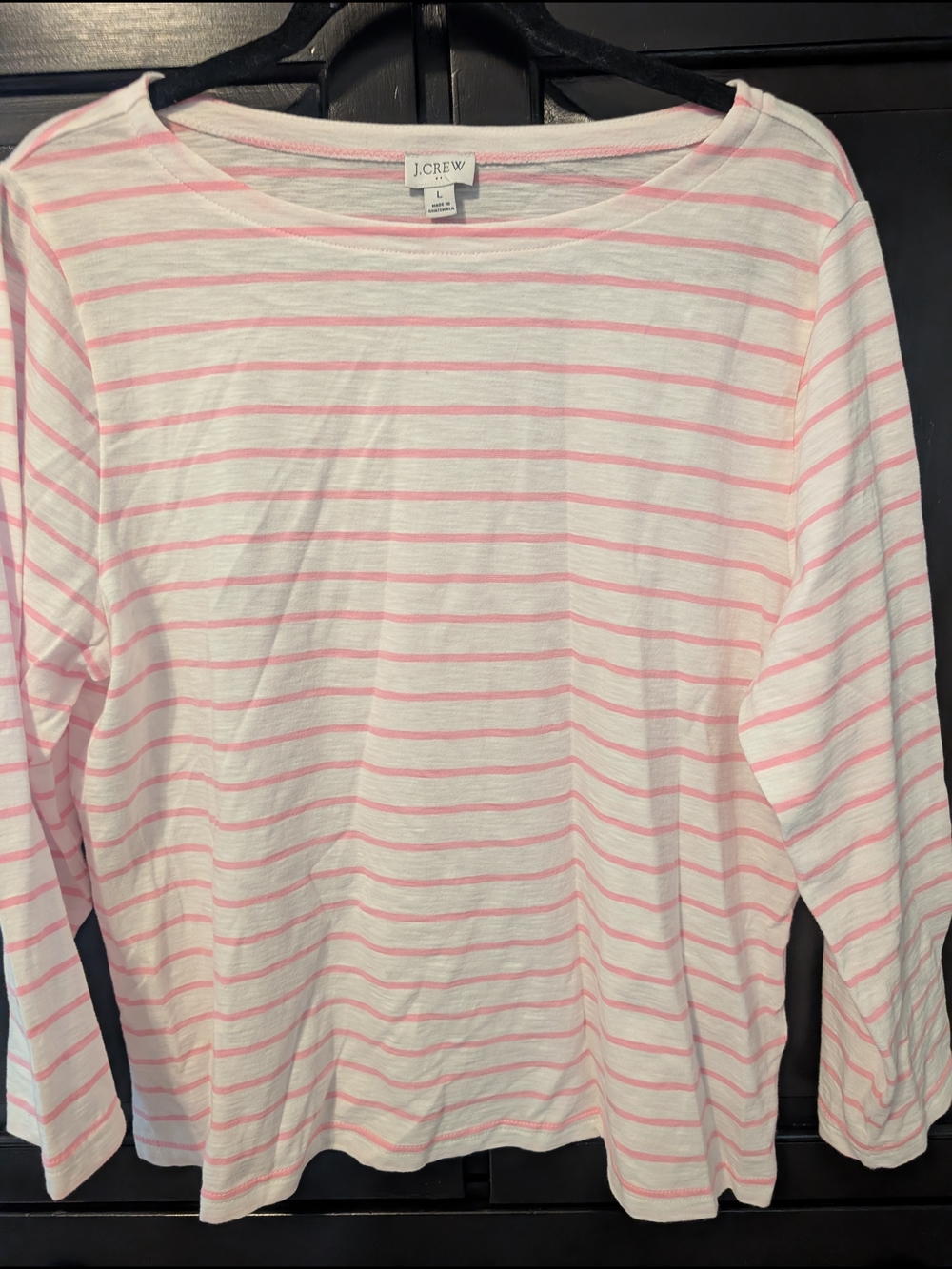 J.Crew Pink and White Striped Long Sleeve Tee